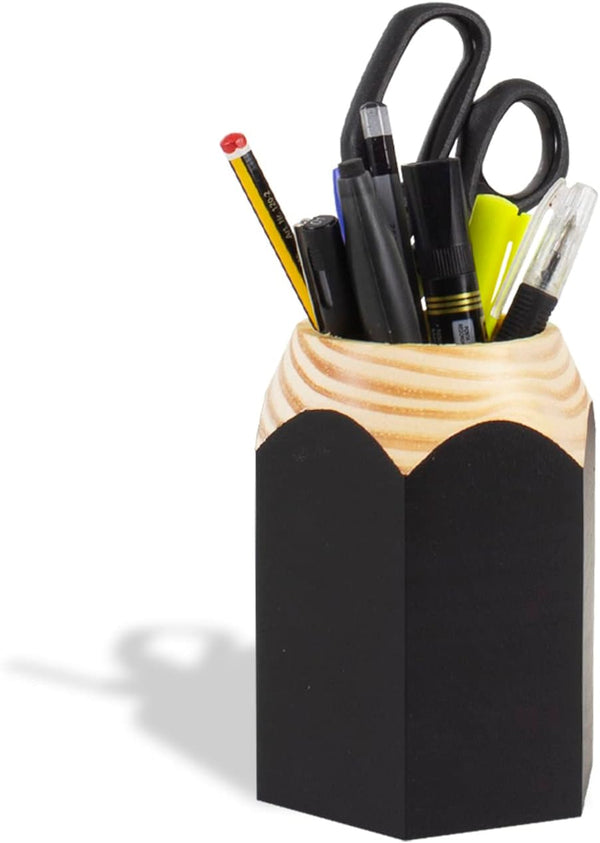 GEGUTON Pen Holder with Pencil Shape Design, Accessories Holders for Desk Organizers, Black