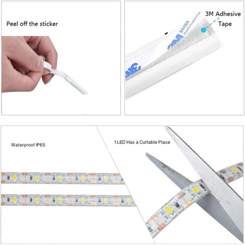 KUCAM 2M Closet Closet, Motion Sensor Wardrobe Light, LED Strip Lights, PIR Auto on/Off, Battery Powered Warm White