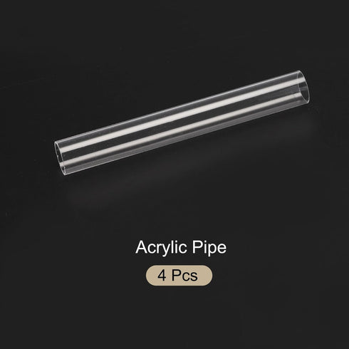 6" Clear Plastic Rigid Pipe: 18mm x 20mm Acrylic Tube for Plumbing, Hydraulics, Aquarium, DIY - 4Pcs