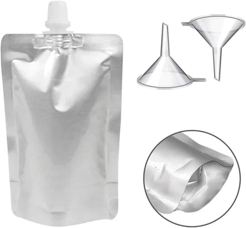 Yiodauh 50 Packaging Nozzle Pouches(250 ml) Alcohol Pouches Pcs Aluminum Foil Liquid Drinking Bags Milk Juice Beverage