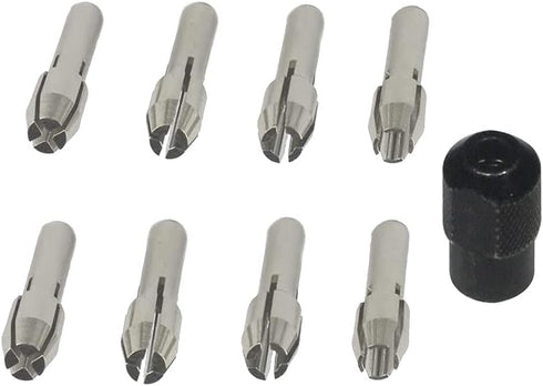 Luo ke 9Pcs Quickly Changed Rotary Collet Set with Clamping Nut for Dremel Tools