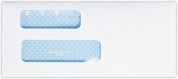 Quality Park #9 Double Window Envelopes | Bright White | 3 7/8" x 8 13/16" | Security Tint | 50 Qty