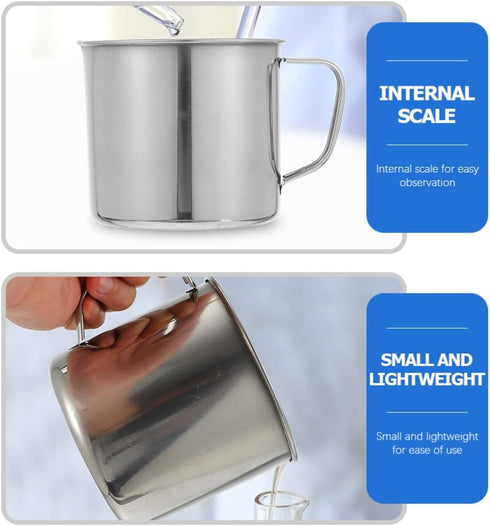 Hemobllo Stainless Steel Beaker, Lab Graduated Beaker with Handle for Liquids Solids, Scientific Laboratory Supplies