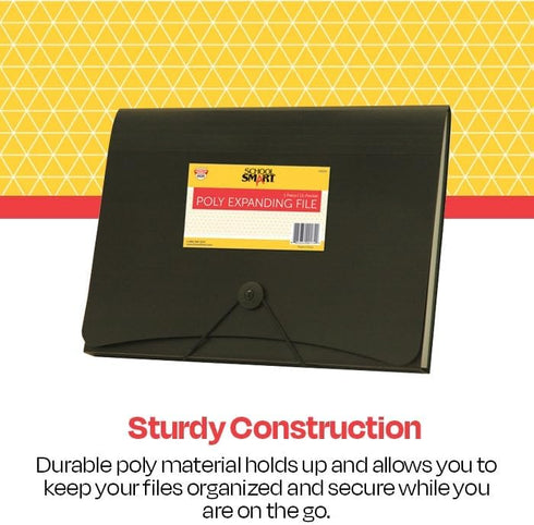 School Smart Poly Expanding Files - 13 Pocket, Black, 85104