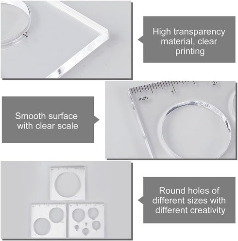 9 3 101.5mm/4 inch PH PandaHall in Circle Inlay Templates, Acrylic Router Jig Templates Router and Decorative Templates