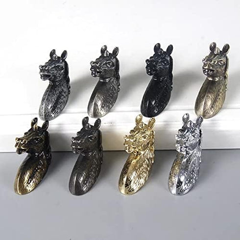 Frolahouse 2 Sets Drawer Knobs, Zinc Alloy Handle Horse Head Pull Cupboard Pulls, for Bedside Cabinets Home or Office