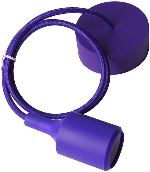 Lightingsky E26 1 Colorful Silicone Ceiling Lamp Holder DIY Textile Ceiling Light Cord Pendant Light Scoket (Purple
