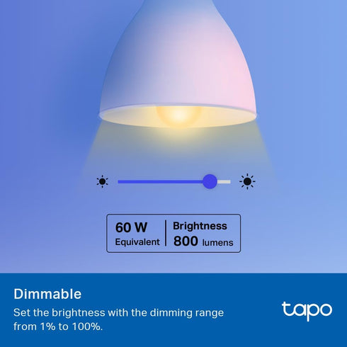 Bulbs, 16M Dimmable, Setup, A19, 60W 800LM CRI>90, 2.4GHz L531E Tapo TP-Link Smart Light Colors RGBW, Alexa