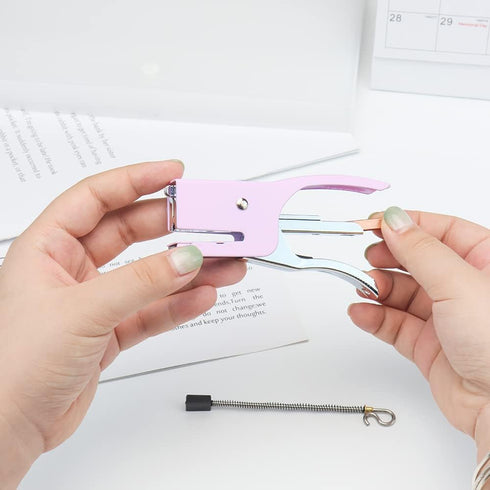 Purple Plier Stapler with #10 Staples Set, Cute Manual Stapler with 1000 Rose Gold Staples for Office Supplies
