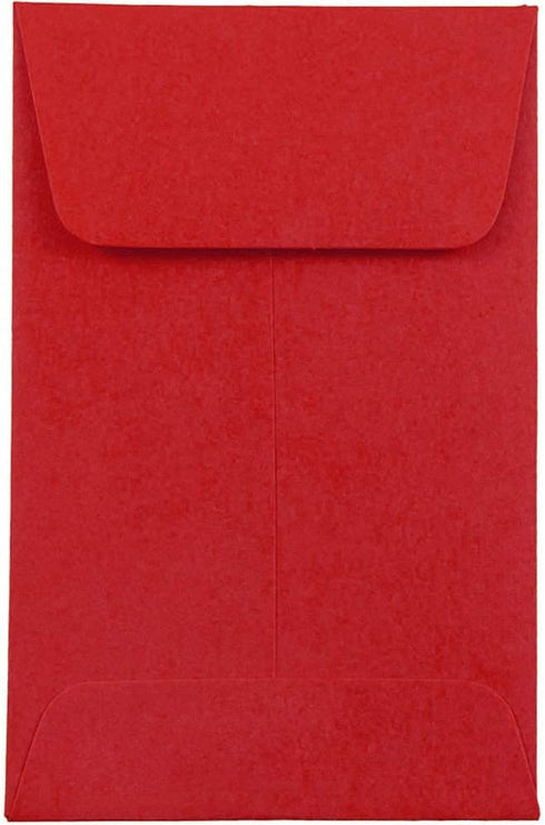 JAM PAPER #1 Coin Business Colored Envelopes, 2 1/4 x 3 1/2, Red Recycled, 50/Pack