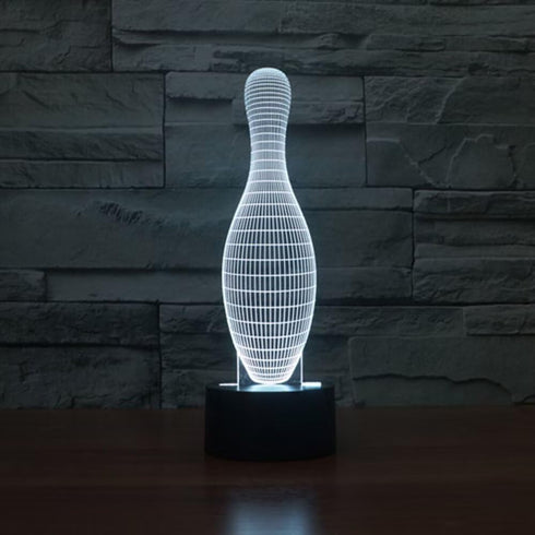 BVAZTVP 3D Light,7 Bowling LED Table Desk Lamp,Optical Illusion Night Colors Change with USB Charge Touch Control