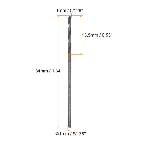HARFINGTON 10pcs Jobber Drill Bits 1mm (5/128") Nitride Coated High Speed Steel Twist Drill Bits for Metal Wood Plastic