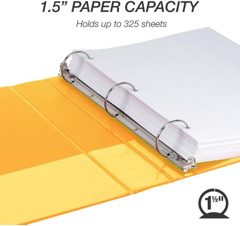 Samsill Economy 3 Ring Binder Organizer, 1.5 Inch Round Ring Binder, Customizable Clear View Cover, Yellow Binder by Samsill
