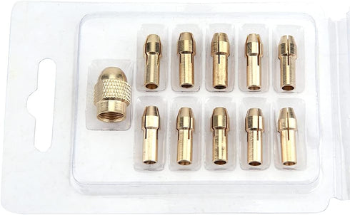 11pcs 4-jaw Copper Drill Chuck Collet Set for Mini Electric Grinder, 0.5-3.2mm Tool Accessories
