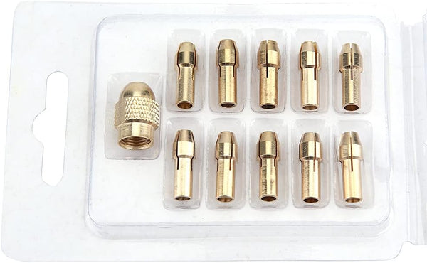 11pcs 4-jaw Copper Drill Chuck Collet Set for Mini Electric Grinder, 0.5-3.2mm Tool Accessories
