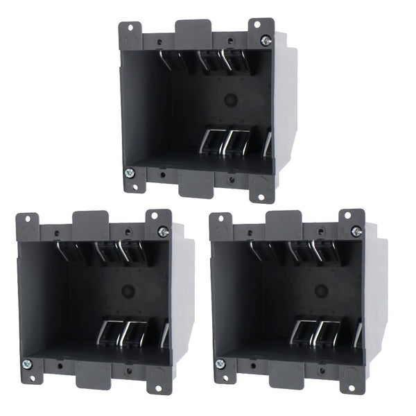 2-Gang Old Work Electrical Outlet Box, Plastic Junction Box for Switches, 26 cu Inch Outlet Box, ETL Listed, 3 PCS