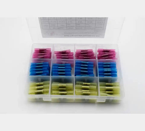 200pcs Heat Shrink Butt Connectors Terminals, Electronic Insulated Waterproof Marine Automotive Copper Wire Electrical