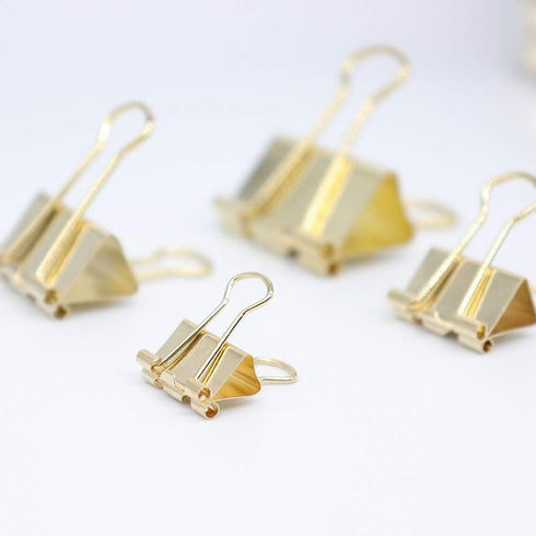 Binder Clip Paper Clamps, Assorted Sizes (Mini, Small, Medium, Large), 100 Pcs Gold Clips for Office School Supplies