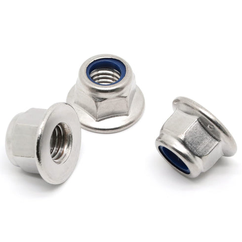 MewuDecor M4-0.7 Flange Nylon Insert Lock Nuts, Flanged Locknuts, DIN 6926, Stainless Steel 18-8 (304), 25 PCS