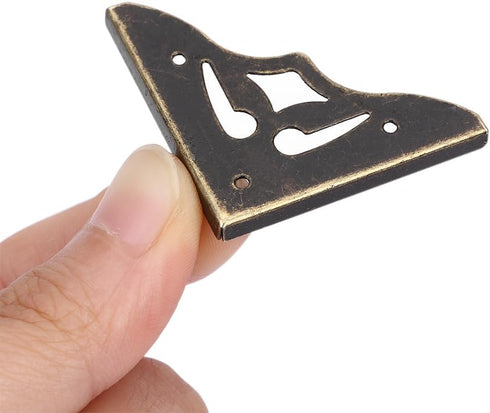 Pokinge 20Pcs Antique Corner Bracket Protectors Bronze Corner Decorative Bracket with Metal Nails DIY Craft for Jewelry