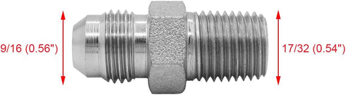 (4-PACK) 2404-06-04 Hydraulic Hose Adapter Fitting 3/8" Male JIC 37° Flare (9/16"-18UNF) × 1/4" Male (1/4"-18NPTF) SAE Straight Pipe Joints Tube Connector Carbon Steel by BEITERSTOE