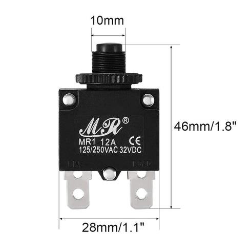 uxcell 5Pcs Thermal Overload Protector 12A AC 125/250V Push Button Reset Circuit Breaker
