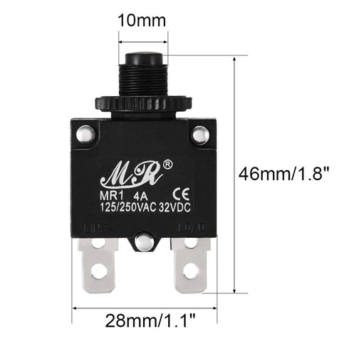 uxcell 2Pcs Push Button Reset Circuit Breaker, Thermal Overload Protector AC 125/250V 4A