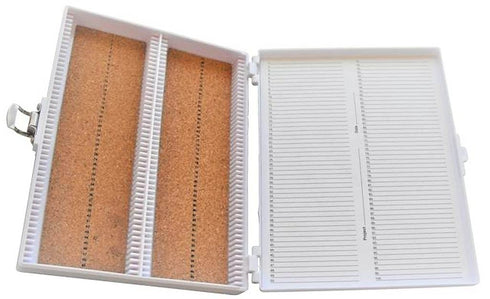 Heathrow Scientific HD15994E White Cork Lined Microscope Slide Box, 100 Place, 8.25" x 7" x 1.3"