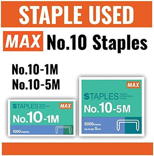 MAX MXBHD10FL3BK Flat Clinch Mini Stapler - 1 Each, Black, 2.6"x1.1"x3.3"