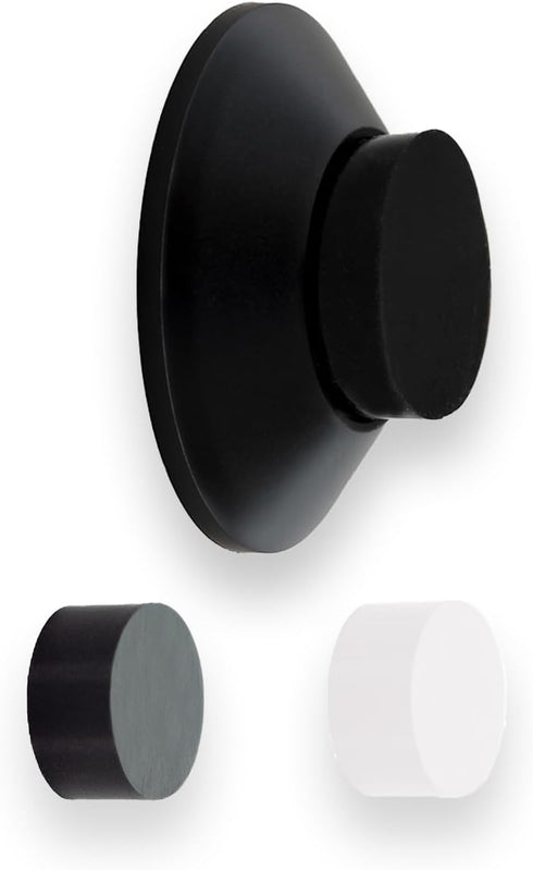 Evi Herrajes Adhesive Door Stop | Wall Mounting | 1.37x0.59" | Black Lacquered Stainless Steel | Conical Shape | Two