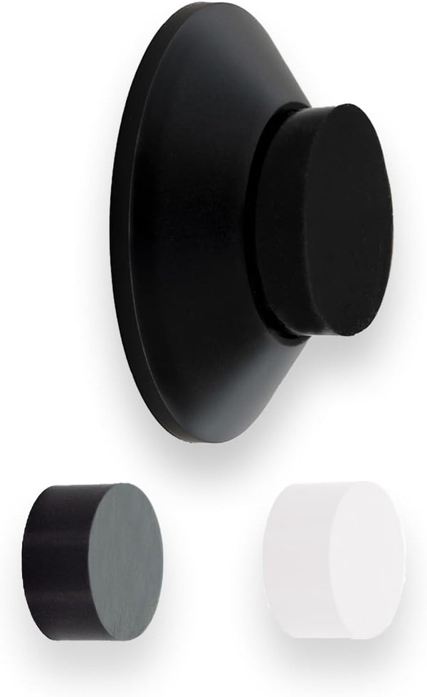 Evi Herrajes Adhesive Door Stop | Wall Mounting | 1.37x0.59" | Black Lacquered Stainless Steel | Conical Shape | Two