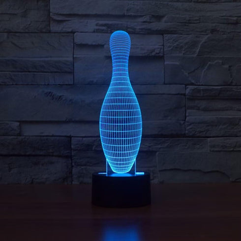BVAZTVP 3D Light,7 Bowling LED Table Desk Lamp,Optical Illusion Night Colors Change with USB Charge Touch Control