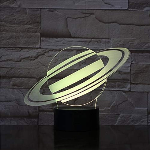 MOUDOAUER 3D 7 Planet Saturn Acrylic Night Light Color Change LED Desk Lamp Touch Decor US