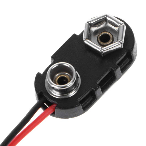 Black Red 9V Battery Clip Connector with Tinned Wire Leads, 150mm Outlets and Accessories
