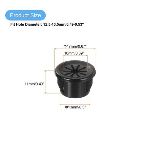 18Pcs Grommet Grommet 0.51"(13mm) Grommet uxcell Desk Black, Snap Bushing with Shutter for Holes with Mounting, Round