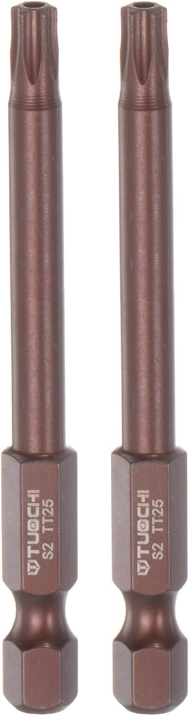 2pcs T25 Torx Bit 1/4" Hex Shank, 3" Length Magnetic Security Star Screwdriver Power Tool in Red