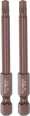 2pcs T25 Torx Bit 1/4" Hex Shank, 3" Length Magnetic Security Star Screwdriver Power Tool in Red