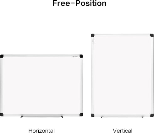 VUSIGN Magnetic White Board 18" x 12" with 1 Eraser, 2 Multicolor Markers, 4 Pins, Aluminum Frame for Home, Office,