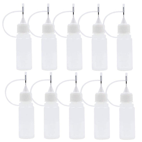 AKOAK 12 Pcs Plastic Squeezable Tip Applicator Bottle, Dropper Bottles with Needle Tip Caps, 15ml (White cap)
