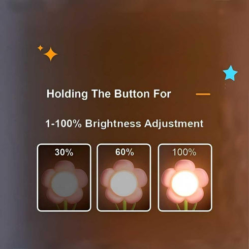 YumeGlint Dimming Rechargeable Flower Desk Lamp Infinite Trichromatic Temperature Adjustable Brightness Memory LED