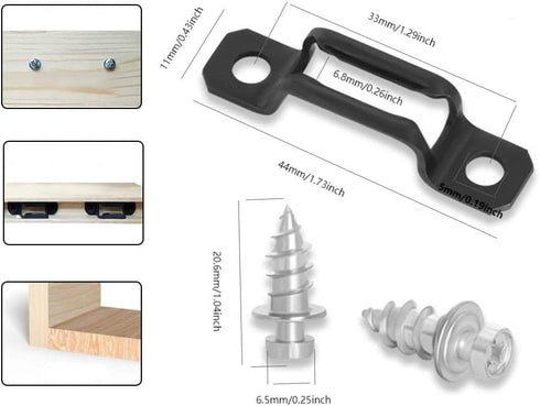 UtySty 20 Pack Furniture Panel Connector Bracket Invisible Slide-on Screw Hook Hidden Channel Mount Connection