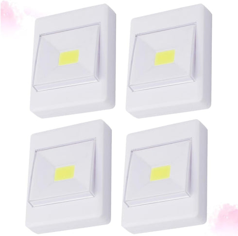 4pcs Closet, Mipcase Cob Battery Operated LED Cabinet Lights, Emergency White Wall-Mounted Under Cabinet Lighting