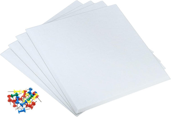 PATIKIL Felt Board Tiles, 4 Pack Self-Adhesive Square Wall Cork Pin Bulletin Board with Push Pins for Home Office Decor