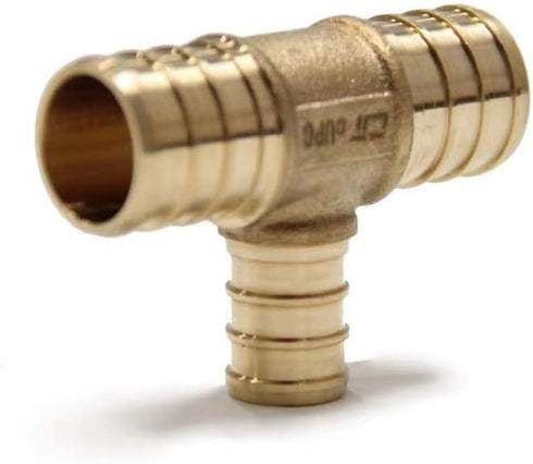 (Pack of 5) Efield 3/4" x 3/4" x 1/2" Pex Reducing Tee Brass Barb Crimp Fittings