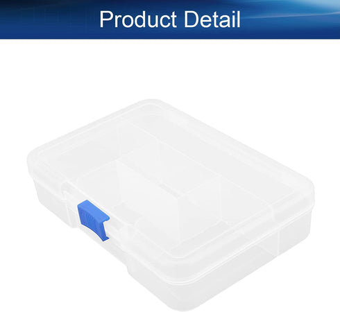 Yinpecly Component Storage Box, 143x100x30mm Plastic Organizer Container with 5 Grids for Electronic Components, Clear
