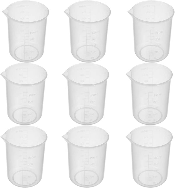 Othmro Measuring Cup, 300ml PP Plastic Graduated Beaker, Transparent, 10pcs