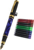 Gullor 500 Fountain Pen in Blue and Black with 5 Color Ink Cartridges