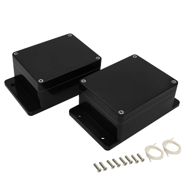 Junction Box IP65 Waterproof Dustproof ABS Plastic Electric Project Enclosure with Fixed Ear, Black, 4.5x3.5x2.2 inch