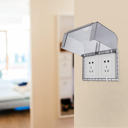 Flip Weatherproof Cover Outlet Cover, 2-Gang Wall Socket Face Plate Panel Box, Outdoor Receptacle Cover Protector, Black