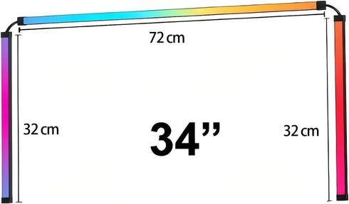 ZIWJGPCCV 34 inch 3 Smart LED Strip Lights for Computer Monitor Backlight, RGB Gaming Lights for Screen, Sides